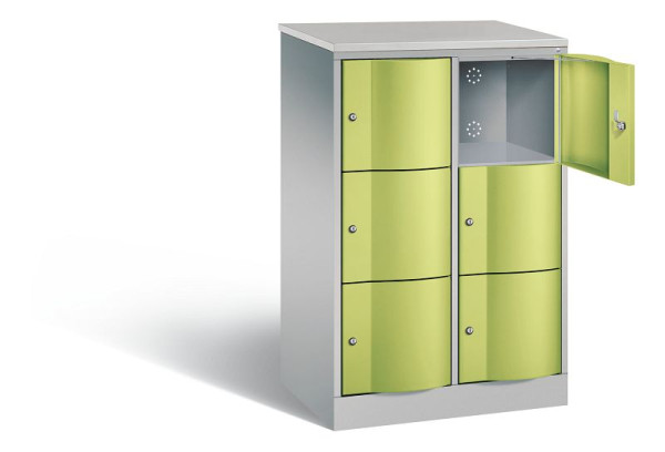 C+P Schließfachschrank Resisto, H1255xB772xT540mm, Farbe: Weißaluminium / Viridingrün, 8573-272 S10470