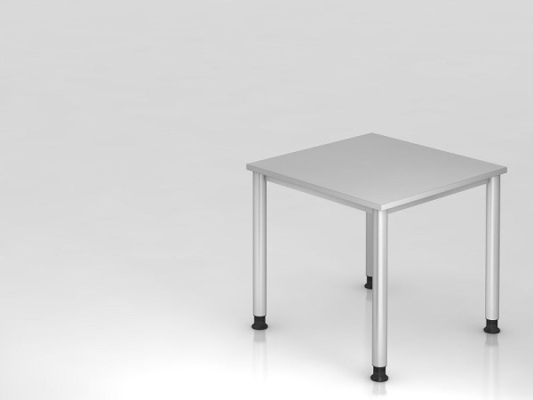 Hammerbacher Schreibtisch 4 Fuß rund 80x80cm Grau/Silber, Rechteckform, VHS08/5/S
