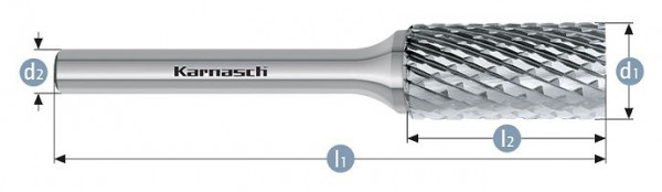 Karnasch Hartmetall-Frässtift unbeschichtet ZYA/ HP-6 d1=10 / l2=20 / d2=6 / l1=65mm, VE: 3 Stück, 113004090