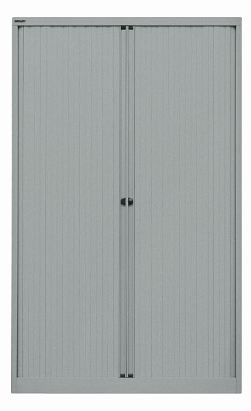 Bisley Rollladenschrank EuroTambour, 4 Fachböden, 5 OH, Rollladen silber, Korpus silber, ET412194SSL355