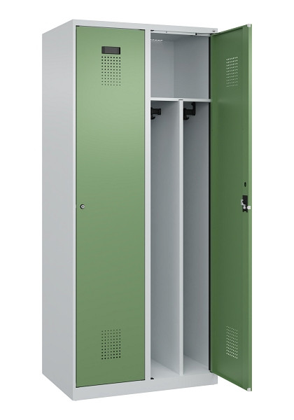 C+P Spind Evolo PLUS, 2 Abteile, 1850x800x500mm, 7035/6011, Verschluss Zylinderschloss, 049000-22F S10037