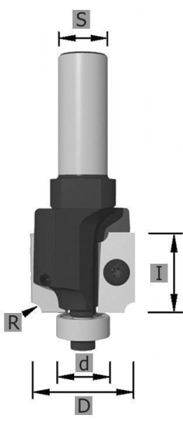 Edessö Wendeplatten-Abrundfräser, Kugellager Z: 2 S: 8, A: 26, B: 19,5, R: 4, C: 8, 131500408