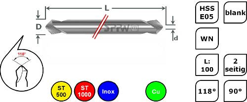 SPPW Duo-Mag HSS-E05 90° WN L: 100 - Ø12,0x3,5, 1249101200
