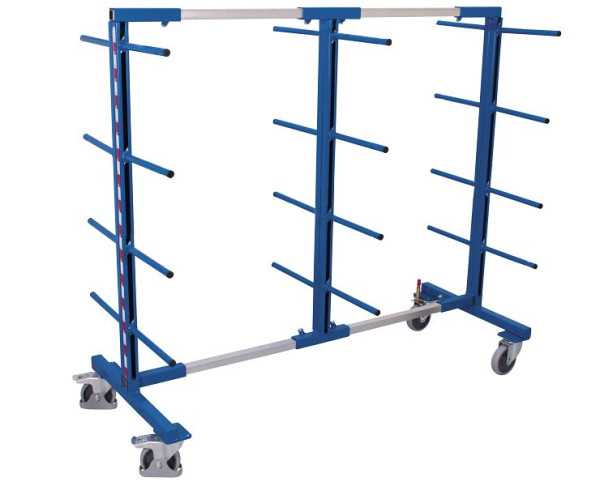 VARIOfit Tragarmwagen zweiseitig, Außenmaße: 840 - 3.200 x 830 mm, RAL 5010 enzianblau, sw-310.007