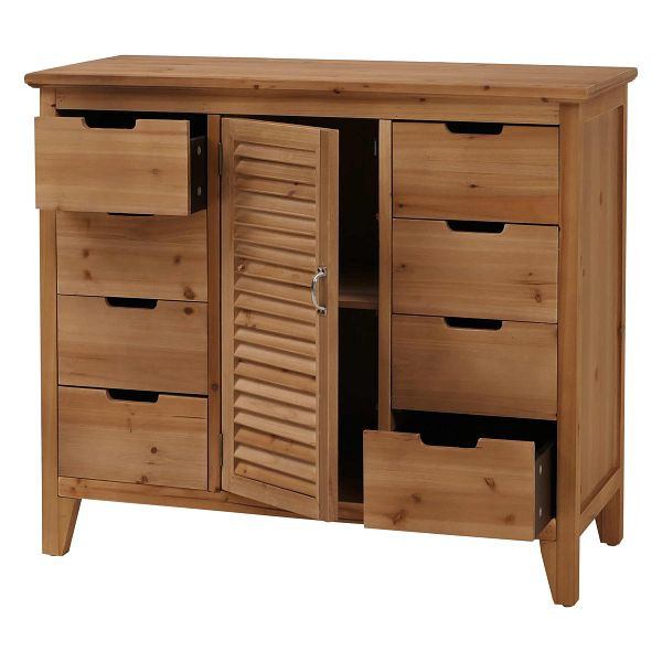 Mendler Apothekerkommode HWC-O63, Schrank Staufächer Schubladen, Vintage Shabby Fensterladenoptik 80x91x40cm, Korpus natur, 139291