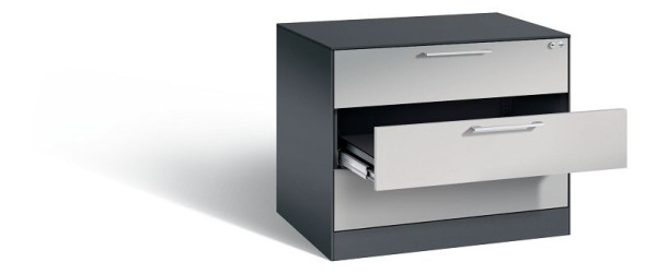 C+P Karteischrank Asisto, H710xB800xT600mm, Farbe: Schwarzgrau / Weißaluminium, Bügelgriff, 146273-323 S10156