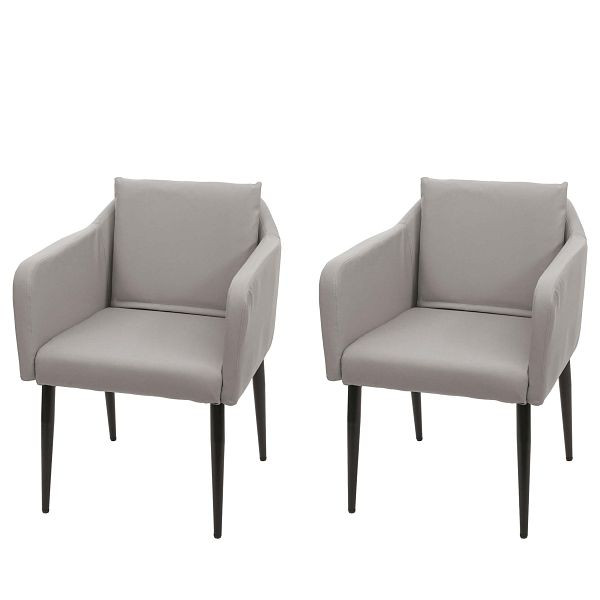 Mendler 2er-Set Esszimmerstuhl HWC-H93, Küchenstuhl Lehnstuhl Stuhl, Kunstleder taupe-grau, 74736