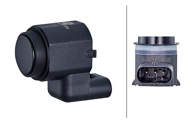 HELLA Sensor, Einparkhilfe, rund, 3-polig, gesteckt, lackierbar, 6PX 358 270-241