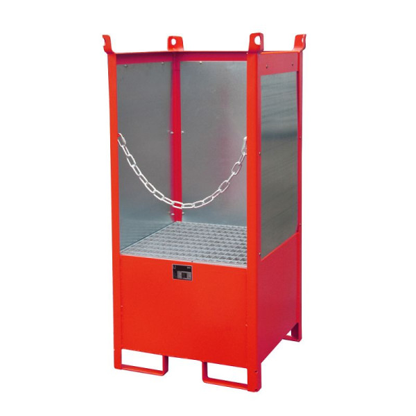 STEIN HGS Fass-Stapelpalette FSP, RAL 3000 feuerrot, lackiert, 225 Liter, Spritzschutzwand 3-seitig, 79140.0014