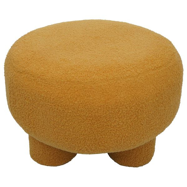 Mendler Hocker HWC-Q49, Sitzhocker Ottomane Polsterhocker Pouf, Stoff/Textil Bouclé (200g/m²) 55cm, senfgelb, 122943