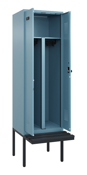 C+P PSA Doppel-Spind Evolo PLUS, Bank, 2 Abteile, 2120x600x815mm, 0010/0010, Drehriegel, Material Sitzfläche Kunststoff, 0490427-20P S10075