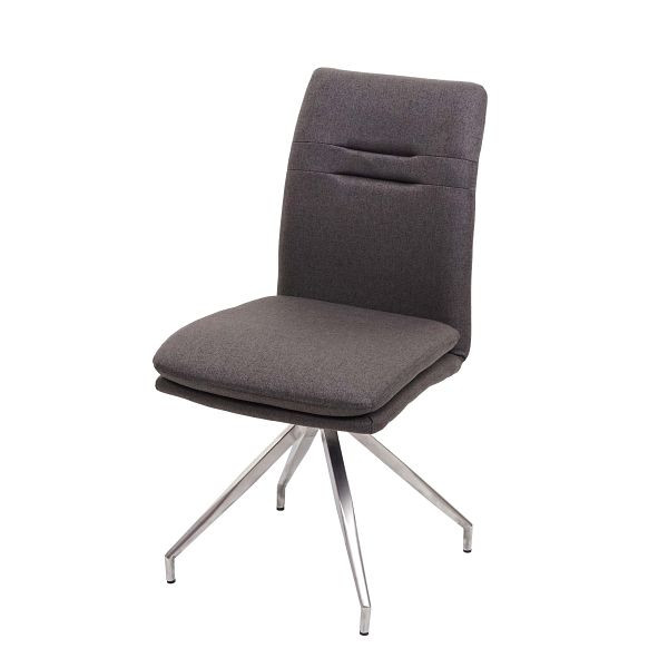 Mendler Esszimmerstuhl HWC-H70, Küchenstuhl Lehnstuhl Stuhl, Stoff/Textil Edelstahl gebürstet, grau-braun, 73921