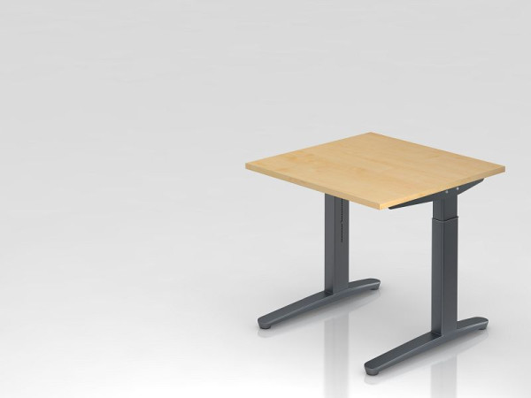 Hammerbacher Schreibtisch C-Fuß 80x80cm Ahorn/Graphit, Rechteckform, VXB08/3/GG