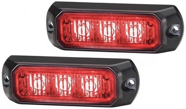 HELLA LED-Blitz-Kennleuchte - BST - 12/24V - rot - Schraubanschluss/Anbau - Kabel: 200mm - Stecker: offene Kabelenden - Set, 2XD 014 561-601