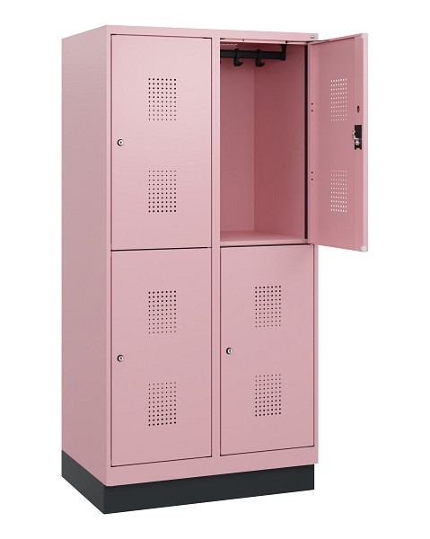 C+P Doppelstöckiger Spind Evolo PLUS, Sockel, 4 Fächer, 1630x800x500mm, 3015/301, Zylinderschloss, 0493205-22 S10071