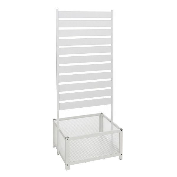 Mendler Aluminium Beet mit Rankgitter HWC-P97, Blumenkasten Pflanzkübel Spalier, 110x60x75cm, weiß, 120571