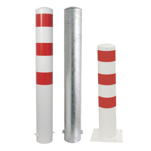 Stein HGS Stahlrohrpoller/Rammschutzpoller -Bollard-, 1200mm/zum Einbetonieren, ohne Farbe, keine Ösen, mit aufgeschweißter Stahlkappe, Wandstärke: 3,2 mm, 40150