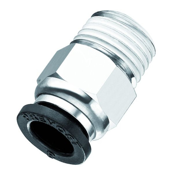 Prevost Gerade Einschraubverbindung mit konischem Außengewinde - RPD MR, AG BSPT: R 1/4, für Schlauch mit Außendurchmesser 6 mm, VE: 5 Stück, RPD MR0601P