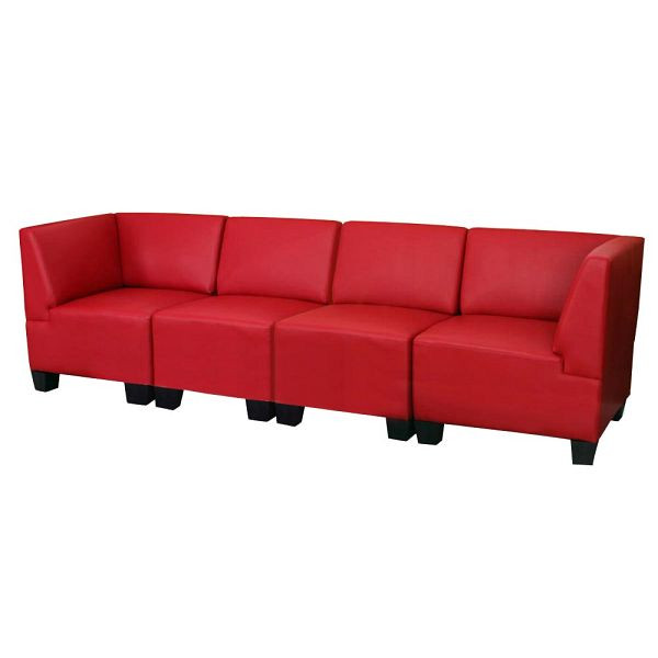 Mendler Modular 4-Sitzer Sofa Couch Lyon, Kunstleder, rot, hohe Armlehnen, 2x21701+2x21691+2x21718