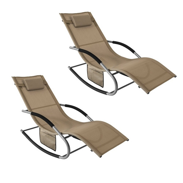 SoBuy Schaukelstuhl-Gartenset für 2 Personen Braun 150x63x87cm, Industriell, VE: 2 Stück, OGS28-BRx2