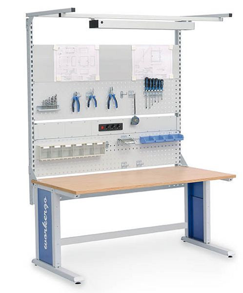 Bedrunka+Hirth Multi-Wand-Aufbau workergo mit Obergestell, 1x Energieleiste, 2x Lochplatte, 1x Magnetwand, Maße in mm (BxTxH): 1500 x 750 x 1250, 4C150-2