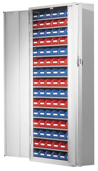 Kappes Ordnungsschrank mit Türen Modell 23, 1600 x 690 x 285 mm, RAL 7035, Inklusiv Lagersichtkasten 90 x Größe 7, 1002.03.1013