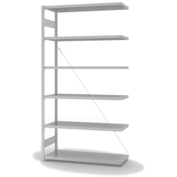 hofe Anbauregal, zerlegt, 6 Böden 2500 x 500 x 1300 mm, lichtgrau ähnlich RAL 7035 ableitfähig kunststoffbeschichtet, HKA25513ESD