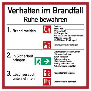 Moedel Verhalten im Brandfall ISO 7010, Folie, 180x180 mm, 57286