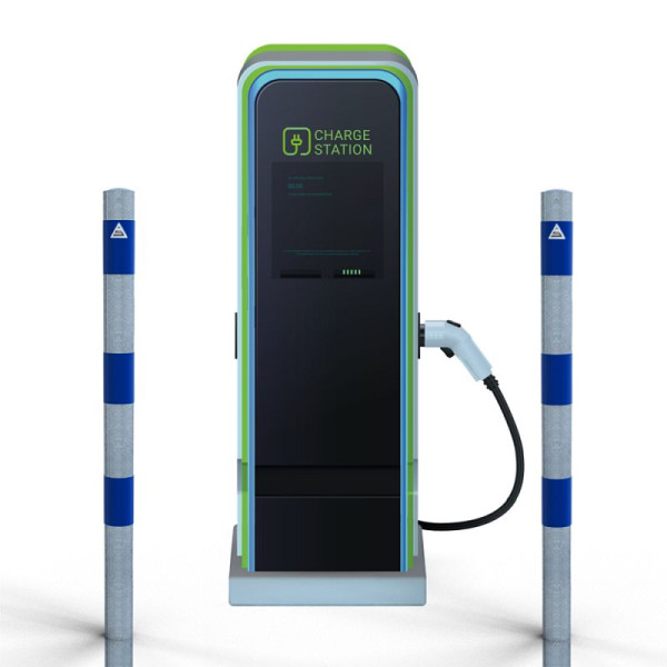 Stein HGS Absperrpfosten als E-Ladesäulenschutz, Pfosten Ø 60 mm, blau, ohne Farbe, 63694.0004