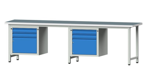 ANKE Werkbänke Kombiwerkbank, Modell 732 E, 2800 x 700 x 840 mm, RAL 7035/5012, UBP 40 mm, 511.004