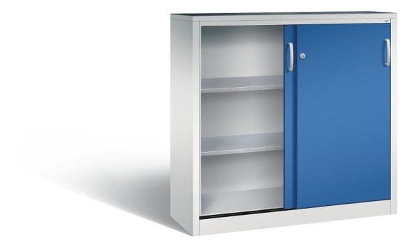C+P Schiebetürenschrank Acurado, H1200xB1200xT400mm, Farbe: Lichtgrau / Enzianblau, Bügelgriff, 2047-09 S10023
