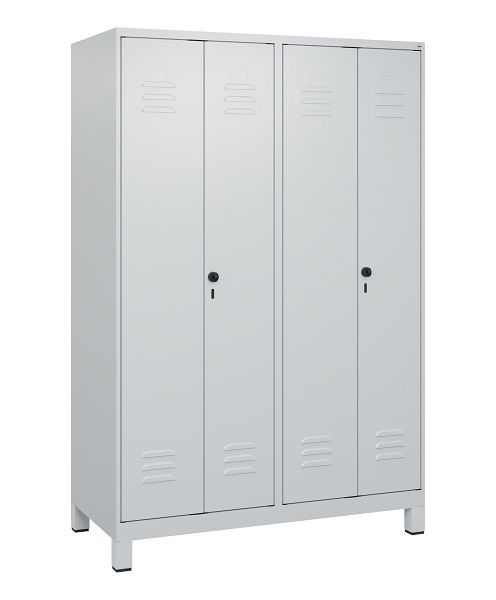 C+P Umkleidespind Classic PLUS, Doppel-Spind, Füße, 4 Abteile, 1800x1200x500mm, 7035/7035, Drehriegel, 0800127-40P S10009