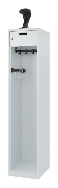 C+P Feuerwehrspind Evolo, Modell PRAKTUS, 1 Abteil, H1850xB400xT500 mm, Lichtgrau, Helmhalter, 0492015-12 S10003