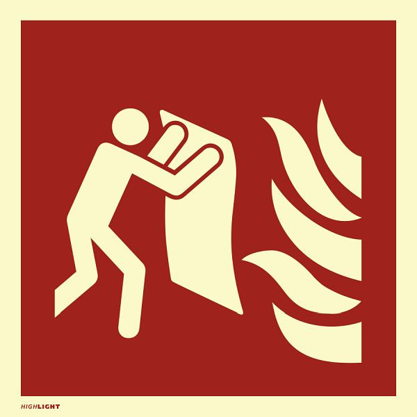 Moedel Feuerlöschdecke ISO 7010, Kunststoff, langnachleuchtend, 160-mcd, 200x200 mm, 99541