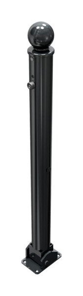 Schake Absperr-Stilpfosten Serie 474B Ø 76 mm, umlegbar, selbsteinrastende Verriegelung für Dübel Befestigung, Profilzylinderschloss, 474UZB