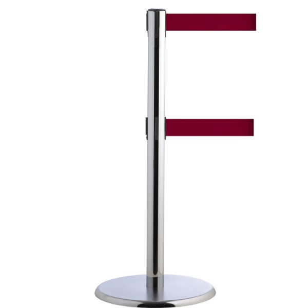 Stein HGS Personenleitsystem -P-Line Duo-, chrom, burgunder, mit magnetischem Gurtendstück, Gurtlänge: 2 x 2,3 m, 14148-1404