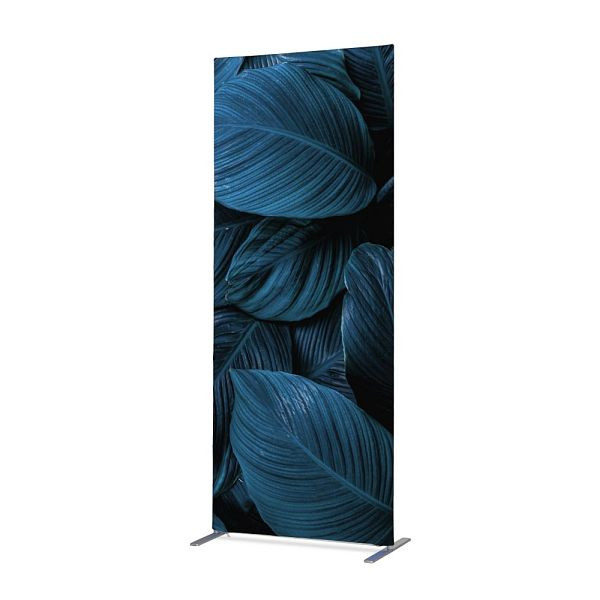 Showdown Displays Textil Raumteiler Deko 100-200 Doppel Botanische Blätter Blau ECO, ZBSLIM100-200-DSI20ECO