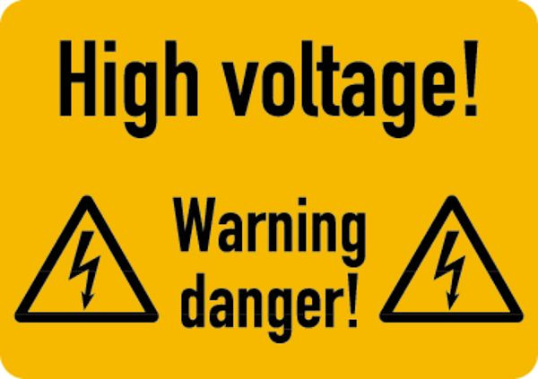 Schilder Klar Maschinenkennzeichnung High voltage! (englisch), 52x37 mm Folie selbstklebend, 7563/61