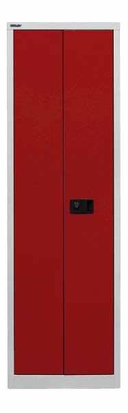 Bisley Flügeltürenschrank Universal, 4 Fachböden, 5 OH, Korpus lichtgrau, Fronten kardinalrot, E782A04B6506