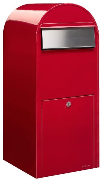 Bobi Jumbo XXXL Briefkasten RAL 3001 und V2A, Farbe: rot, Klappe aus Edelstahl, 01.01.04.01