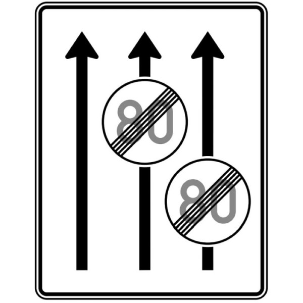 Stein HGS Fahrstreifentafel ohne Gegenverkehr, 1250 x 1600 mm, RA1, Flachform 2 mm, ohne Entfernungsangabe, 537-31-111