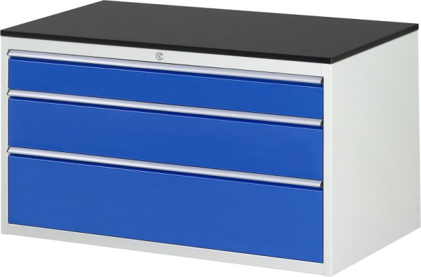 RAU Schubladenschrank Serie 7000, B1145xT650xH640mm, Schubladen: 1xH120, 1xH180, 1xH240mm, Arbeitsplatte melaminharzbeschichtet, 03-XXL3.16A-M.11