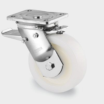 TENTE-ROLLEN Lenkrolle mit Feststeller, Rad-Ø 125 mm, Tragfähigkeit 700 kg, Bauhöhe 170 mm, D 75 Shore, 9682TOP125P63