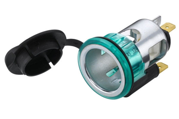 HELLA Steckdose, 12V, 2-polig, Einbau, Stecker: Flachstecker, grün, mit Glühlampen, 8JB 008 023-011