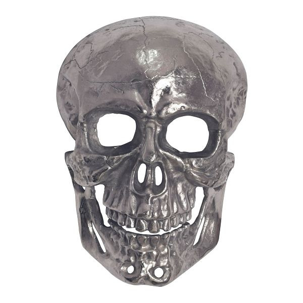 Wohnling Wanddeko Totenkopf Aluminium Silber 41cm Schädel Groß, Design Wanddekoration Metall Deko Alu, Wohndeko Skull, WL7.203