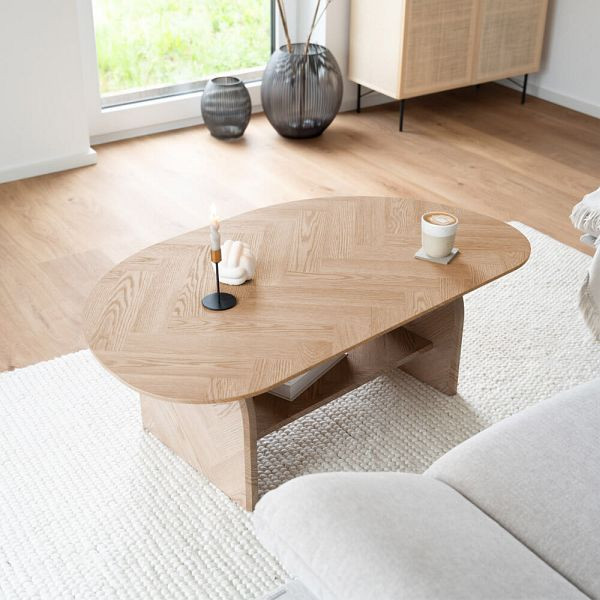 HOME DELUXE Couchtisch Oval LIARA Fishbone Oak LIARA, 59845