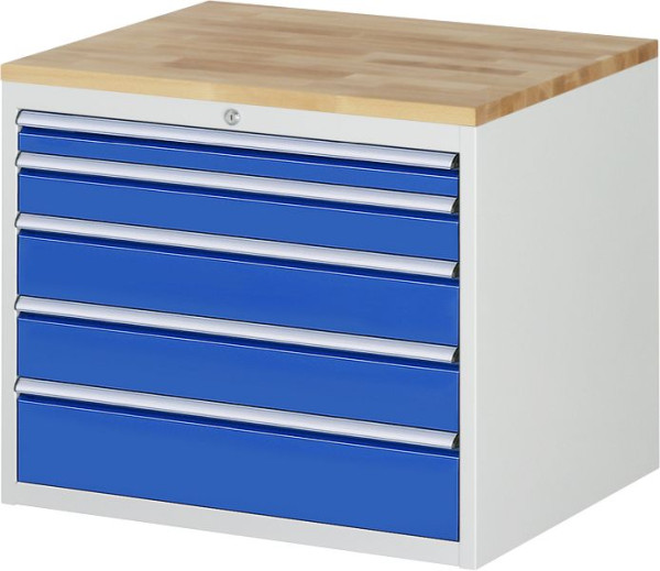 RAU Schubladenschrank Serie 7000, B770xT650xH645mm, Schubladen: 1xH60, 1xH90, 2xH120, 1xH150mm, Buche-Massiv-Arbeitsplatte, 03-XL3.11A-B.11