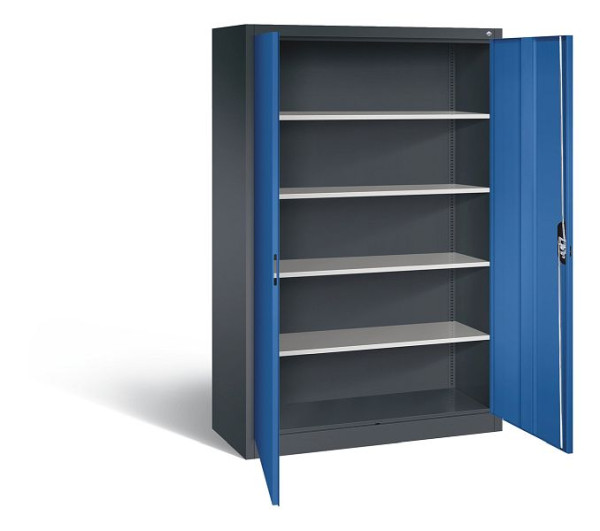 C+P Büroschrank Acurado, H1950xB1200xT500mm, Farbe: Schwarzgrau / Enzianblau, Muldengriff, 5 OH, 9480-000 S10763