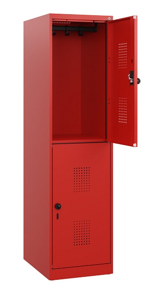 C+P Doppelstöckiger Spind Evolo PLUS, 2 Fächer, 1530x400x500mm, 3020/3020, Drehriegel, 0493005-12 S10034