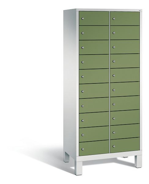 C+P Schließfachschrank Evolo, 20 Fächer, H1850xB810xT500 mm, Grau/Resedagrün, 48010-2210 S10105